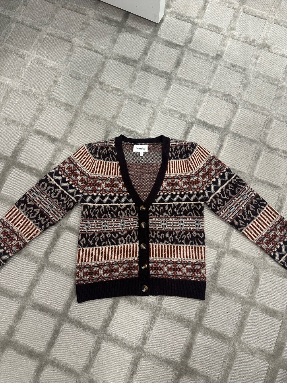 Heartloom Black, Brown and Cream Fair Isle Button Cardigan